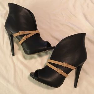 JustFab Peep Tie Booties